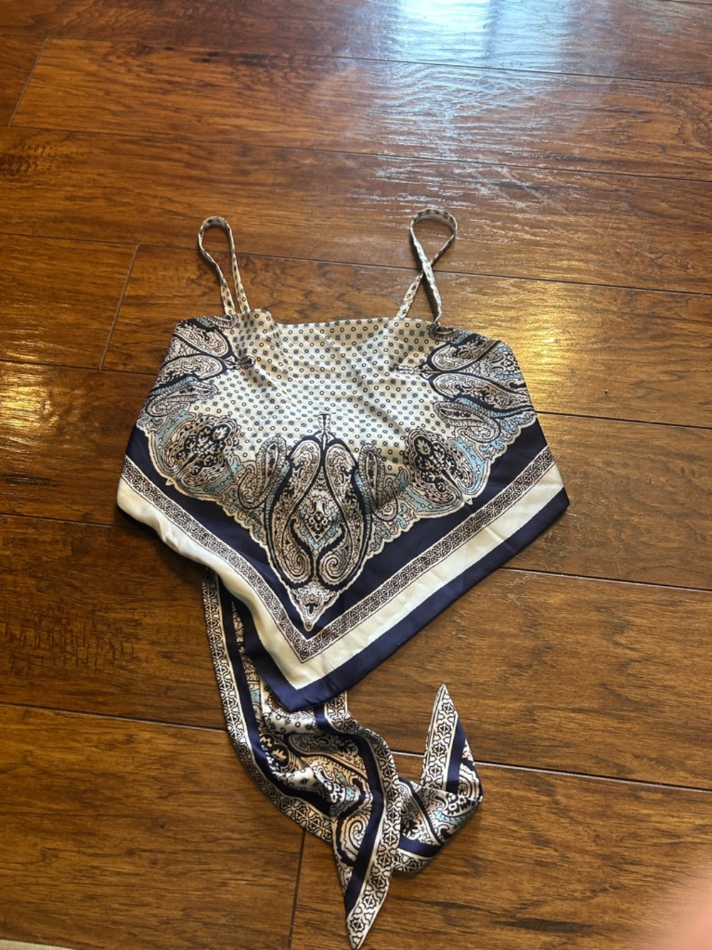 Paisley Print Hanky Hem Cami Top tie back  size small - Picture 7 of 7